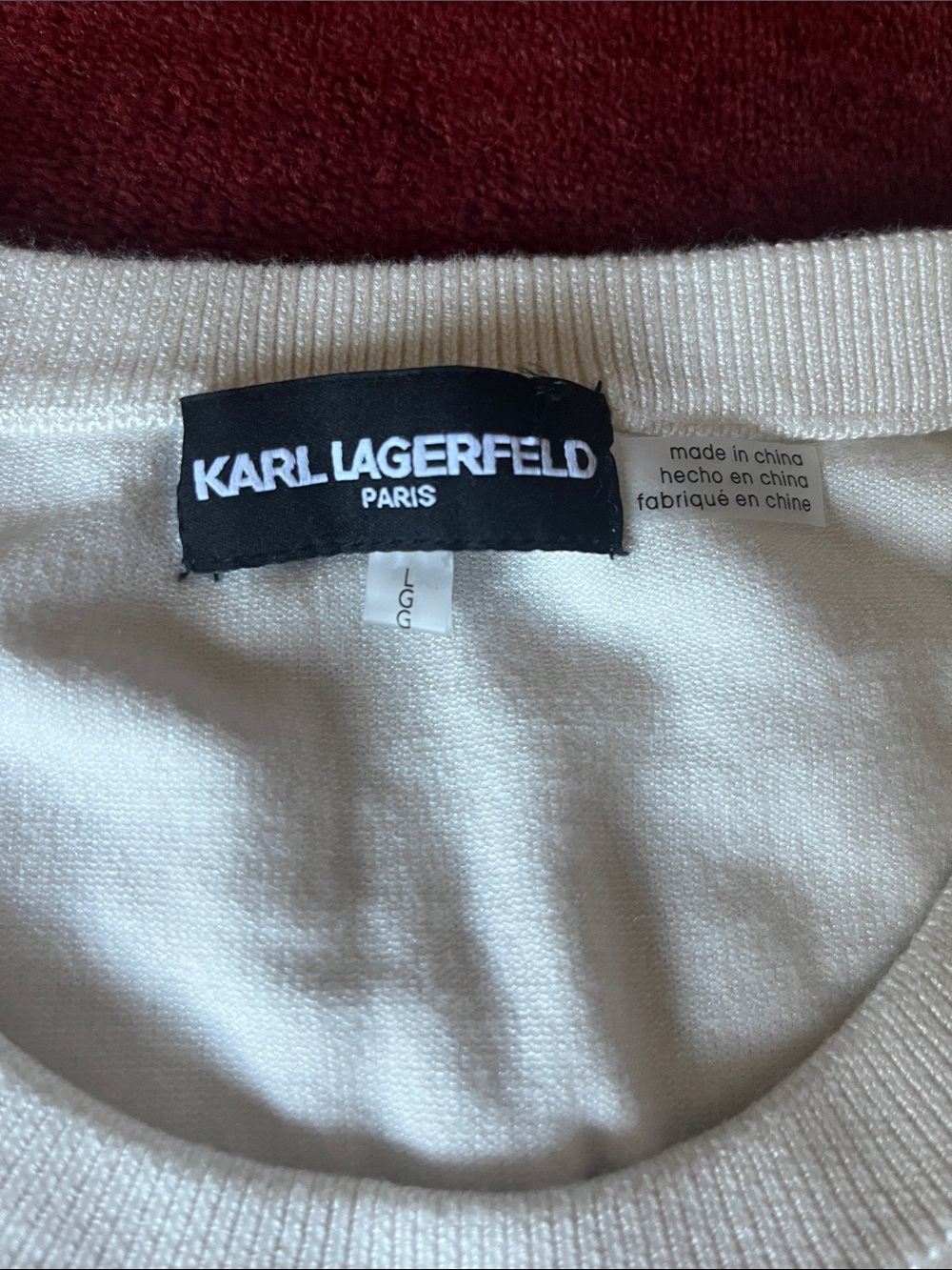 Karl Lagerfeld Ivory Pearl-Embellished Sleeveless Knit Top - Picture 2 of 5